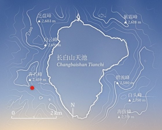 成品里的地图块:等高线、湖岸线和山峰海拔